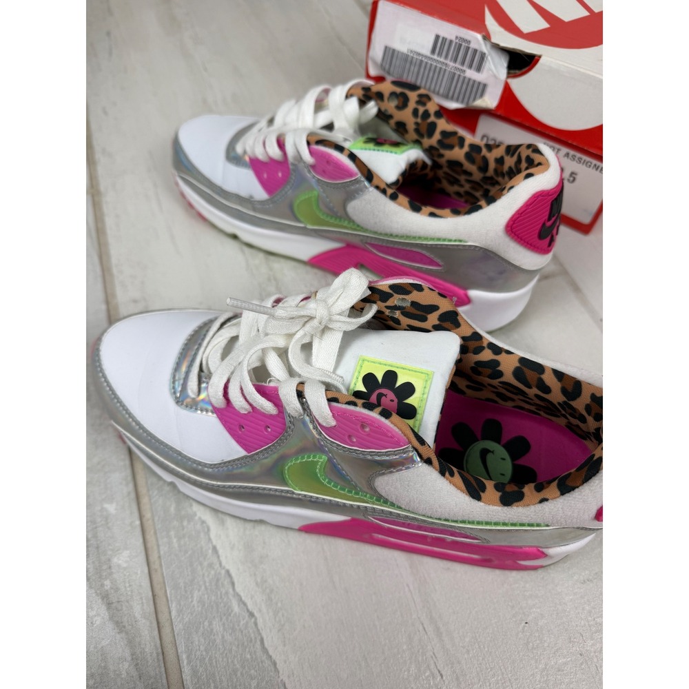 Nike Air Max 90 LX Illusion Green Leopard Holographic CQ2559-100 Womens 9.5 - Picture 8 of 10